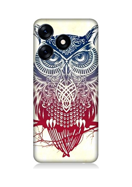 Tecno Spark 10 Uyumlu Mistik Tribal Baykuş Desenli Silikon Kılıf