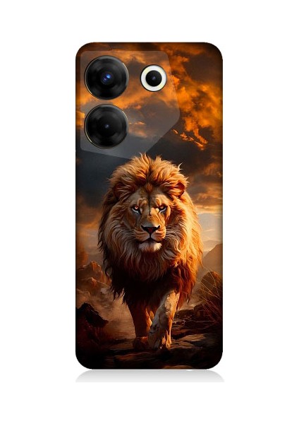 Tecno Camon 20 Pro 4g Uyumlu Yırtıcı Aslan Kral Desenli Silikon Kılıf