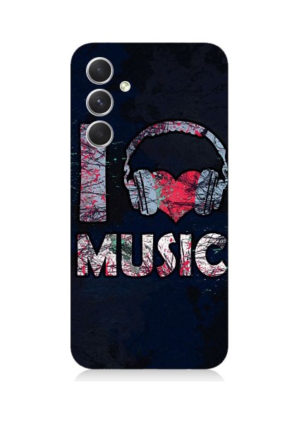 Samsung Galaxy S23 Fe Uyumlu I Love Music Desenli Silikon Kılıf