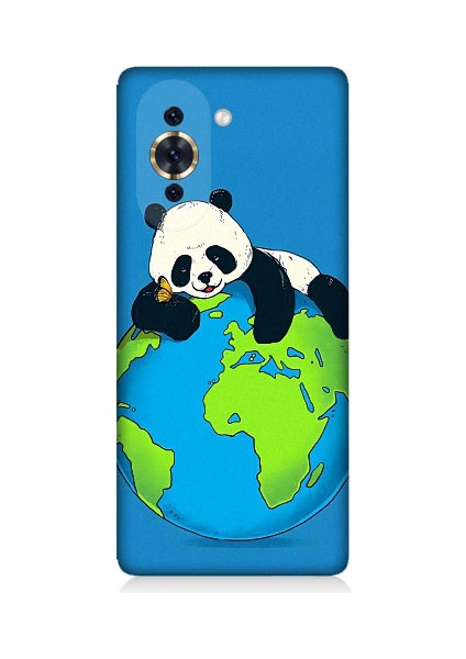 Tecno Nova 10 Uyumlu Yorgun Panda ve Dünya Desenli Silikon Kılıf