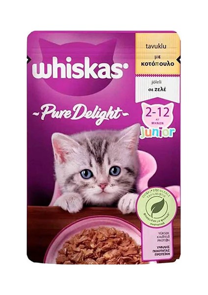 Pouch Pure Delight Jöle Içinde Tavuklu Yavru Kedi Konservesi 12 Adet 85 gr