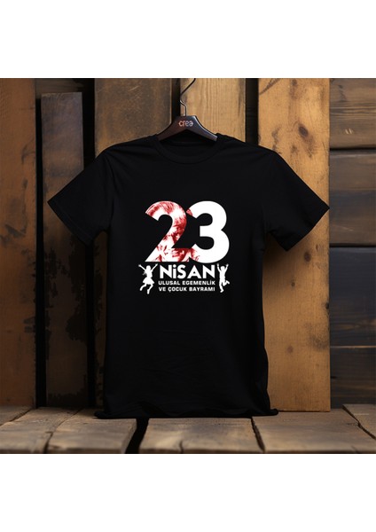 Çocuk Bayramı 23 Nisan Özel Tasarım Baskılı Premium Siyah Tişört