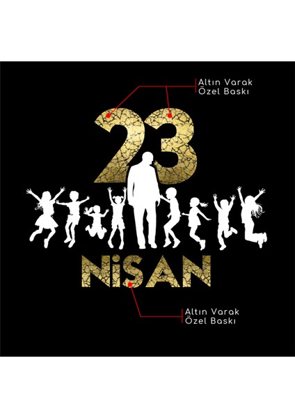 Crea Eymer 23 Nisan Çocuk Bayramı Tişörtü Kız Çocuklar İçin Trend Tasarım Kısa Kol Siyah modelleri