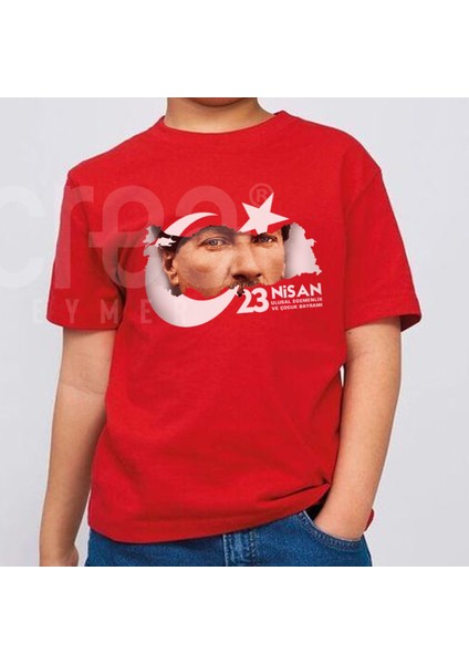23 Nisan Çocuk Bayramı Atatürk Özel Tasarım Baskılı Kırmızı Tişört
