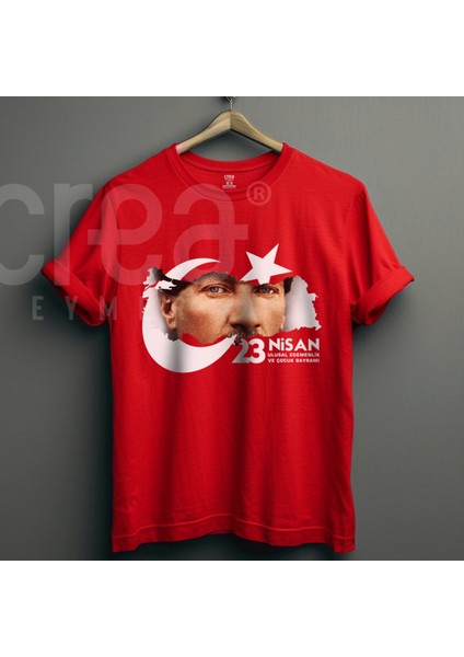 23 Nisan Çocuk Bayramı Atatürk Özel Tasarım Baskılı Kırmızı Tişört fiyatları