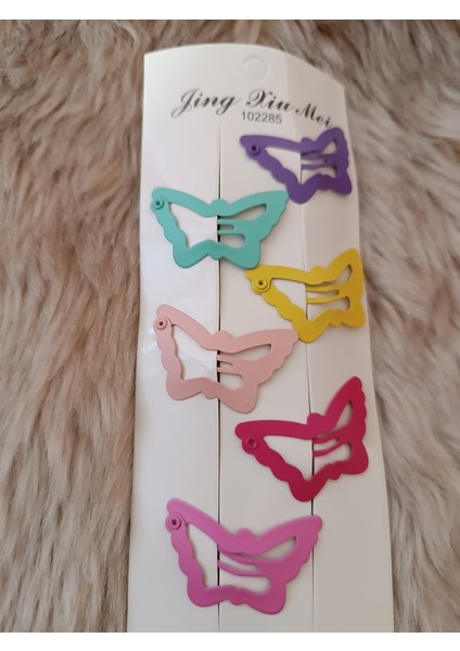 6 Lı Kelebek Model Karışık Pastel Renk 3,5 cm Çocuk Çıt Çıt Toka fiyatları