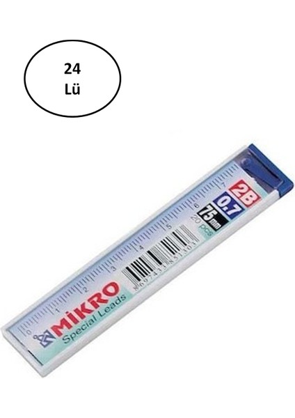 75MM Cetvelli Kurşun Kalem Ucu 0,7mm 24'lü