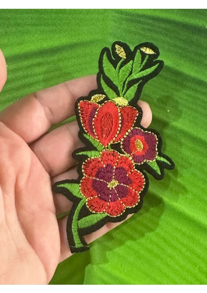 12X6 cm Ütü Ile Yapışan Nakış Işleme Çiçek Arma Yama Dikiş Hobi Aksesuarı