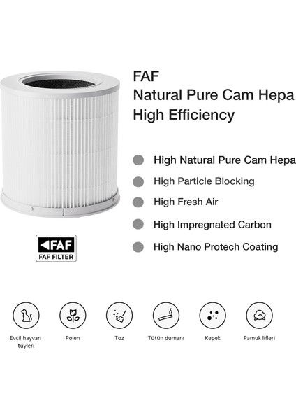 Pure Hepa 14 Filtre Xaomi Smart Air Purifier 4 Compact Model AC-M18-SC Uyumlu Filtre High Efficiency Natural Ölçü: Ø17,4 Cm*h 17,4 cm