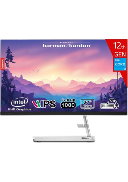 Ideacentre Aıo 3 27IAP7 Intel Core I5-12450H 32GB 512GB SSD Intel UHD Graphics WIN11 Pro 27 IPS Fhd F0GJ00GSTX-32512W Beyaz All In One Bilgisayar