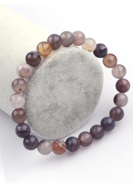 Botswana Akik Doğal Taş 8 mm Küre Kesim Bileklik