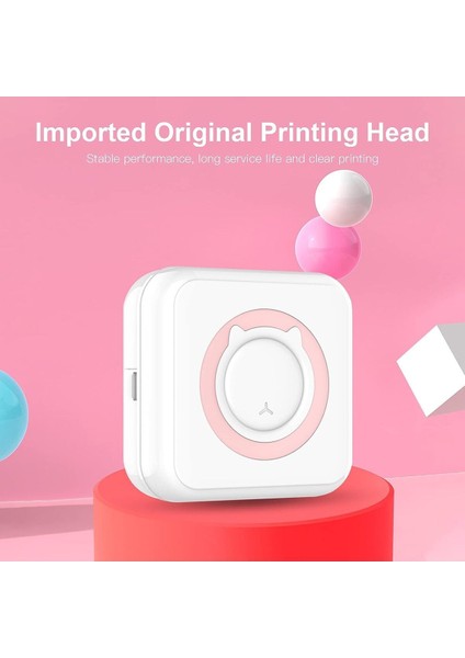 Mini Termal Taşınabilir Yazıcı Pembe, 3ADET Beyaz + 3ADET Renkli Sticker+ 3ADET Renkli Rulo fiyatları