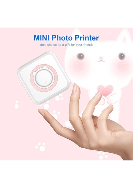 Mini Termal Taşınabilir Yazıcı Pembe, 3ADET Beyaz + 3ADET Renkli Sticker+ 3ADET Renkli Rulo fırsatları