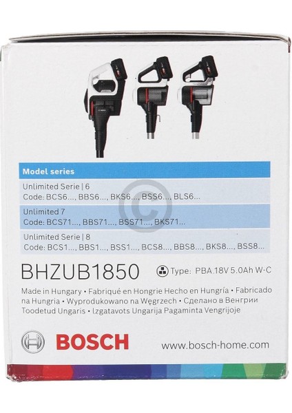 Unlimited Seri 7 Şarjı Süpürge Filitresi ve Bosch Batarya Akü 18V *5.0 Ah modelleri