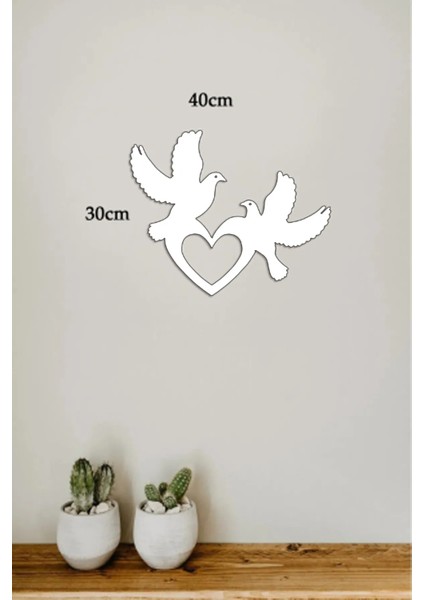 Kalpli Kuşlar Duvar Dekoru - Duvar Süsü - Salon Dekoru 40 x 30CM