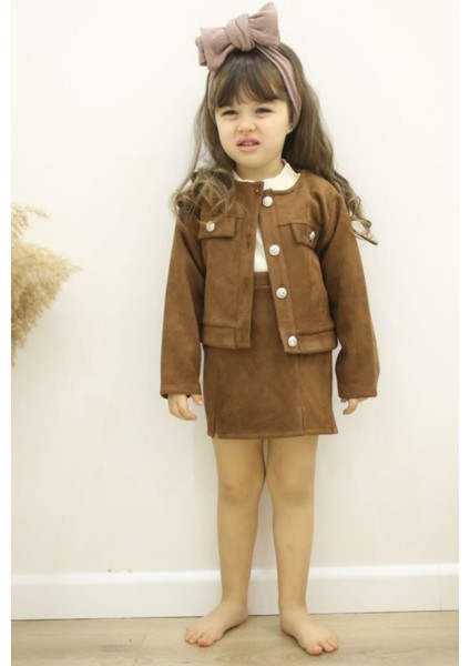 Kız Çocuk Süet Ceket Etek Bady Üç Parça Tarz Takım fiyatları