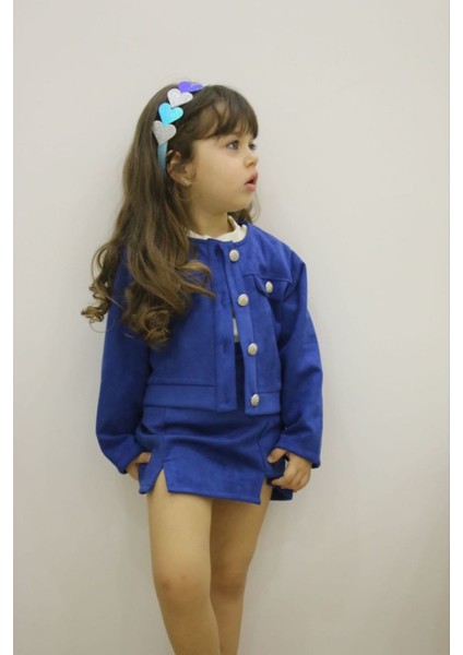 Kız Çocuk Süet Ceket Etek Bady Üç Parça Tarz Takım