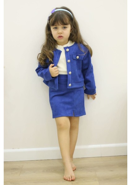 Kız Çocuk Süet Ceket Etek Bady Üç Parça Tarz Takım modelleri