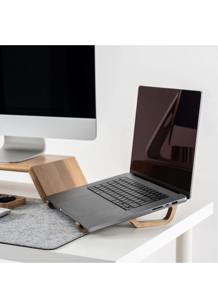 Ahşap Laptop Yükseltici, Laptop Standı, Tüm Modellerle Uyumlu, Taşınabilir Notebook Standı -Ceviz