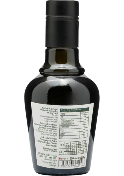 0,2 Asit Erken Hasat Soğuk Sıkım Natürel Sızma Zeytinyağı 250 ml x 2