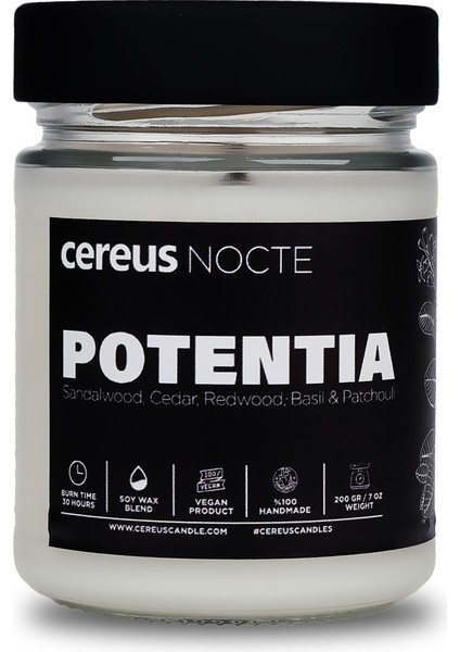 Nocte Potentia Sandal Ağacı Kokulu Soya Mum (210 Gr)