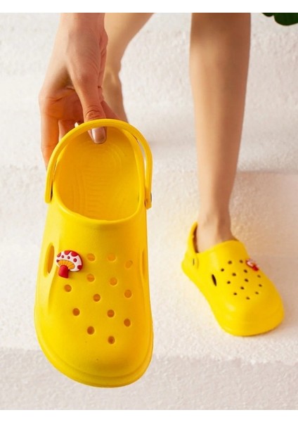 Günlük Kaydırmaz Tabanlı Kız Çocuk Ev Anaokulu Kreş Deniz Plaj Banyo Yumuşak Sarı Renk Sandalet Terlik