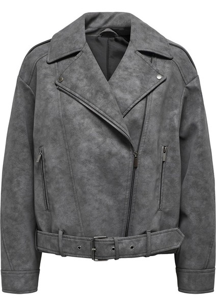 Kadın Ava Suni Deri Bıker Ceket