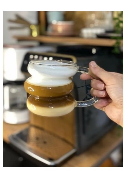 3 Halkalı Kulplu Isıya Dayanıklı Kokteyl Bardak