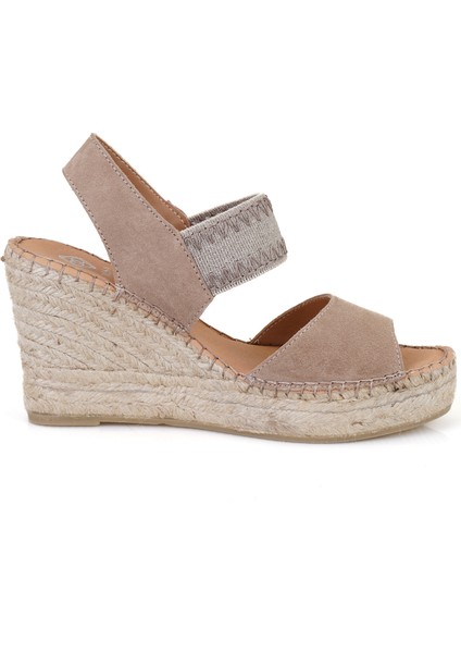 Fragile Bej Kadın Dolgu Topuklu Espadril Sandalet