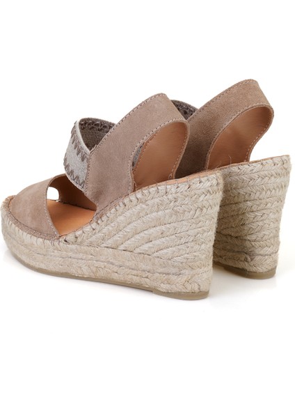 Fragile Bej Kadın Dolgu Topuklu Espadril Sandalet