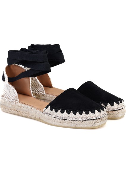 Carey Siyah Kadın Deri Espadril Sandalet