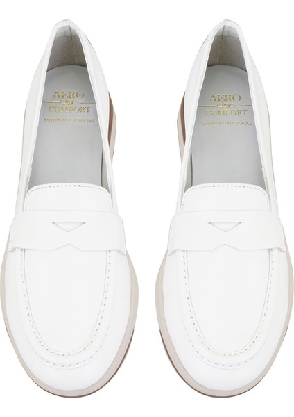 Zora Beyaz Kadın Aerocomfort Deri Günlük Ayakkabı indirimleri