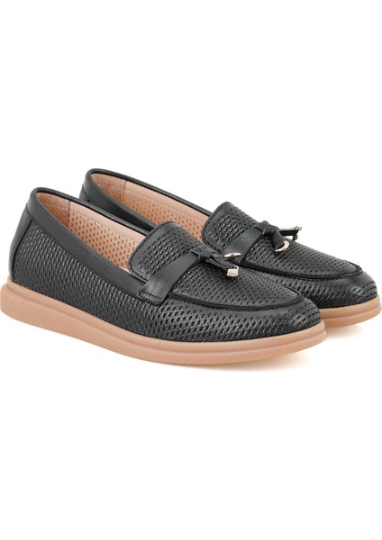 Bronte Siyah Kadın Deri Loafer