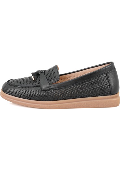 Bronte Siyah Kadın Deri Loafer