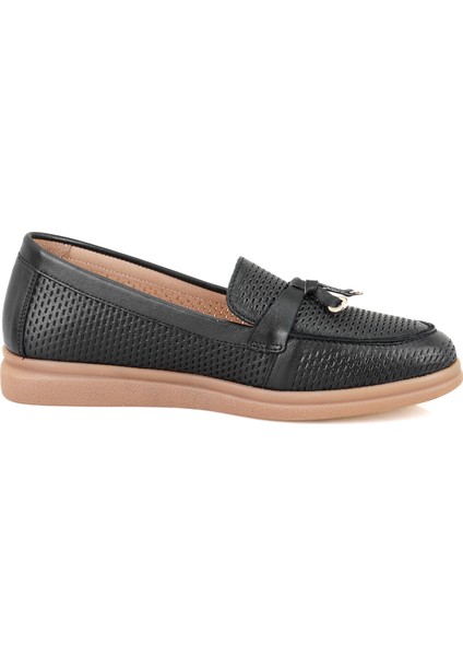 Bronte Siyah Kadın Deri Loafer