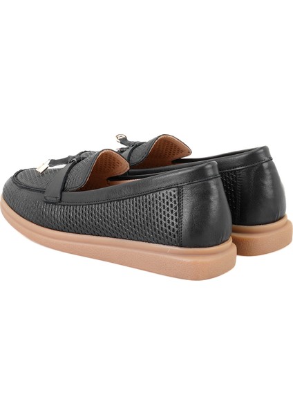 Bronte Siyah Kadın Deri Loafer