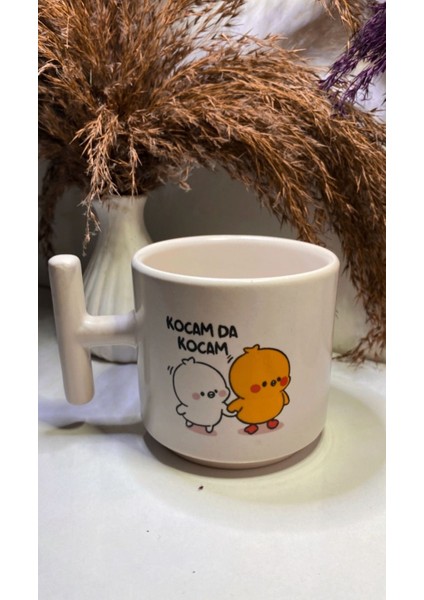 2'li T Kulplu Seramik Kupa Bardak