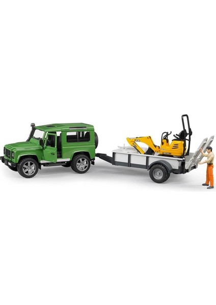 1:16 Land Rover, Römork, Işçi ve Jcb Ekskavatör Oyun Seti