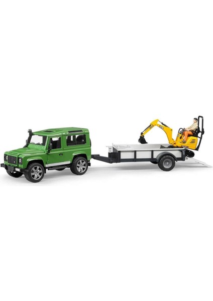 1:16 Land Rover, Römork, Işçi ve Jcb Ekskavatör Oyun Seti