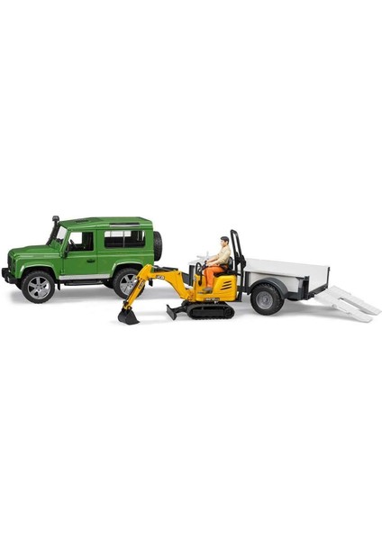 1:16 Land Rover, Römork, Işçi ve Jcb Ekskavatör Oyun Seti