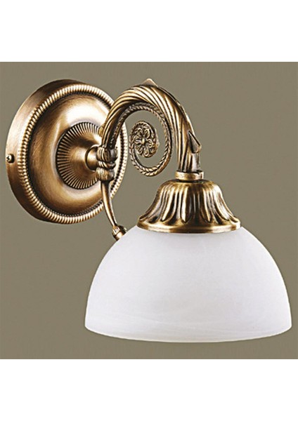 , Dakar Tekli Beyaz Cam Başlıklı, Eskitme Antik Renk Metal Gövde, Duvar Aplik BS.3087-52-19 B