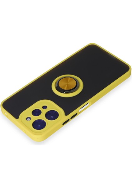 Xiaomi Redmi 12 Kılıf Montreal Yüzüklü Silikon Kapak - Sarı 144036
