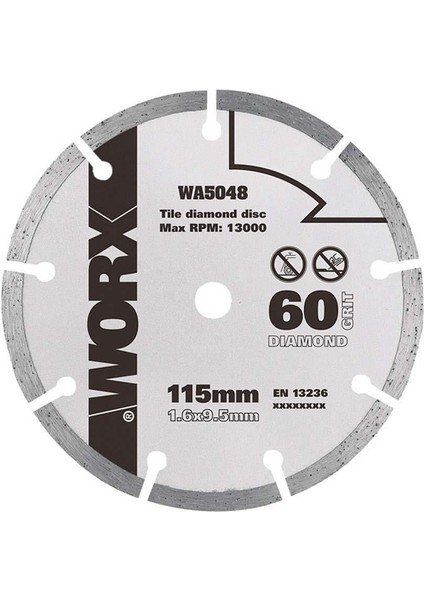WA5048 115X9,5 mm Fayans, Seramik, Mermer Kesme Soketli Elmas Daire Testere Bıçağı