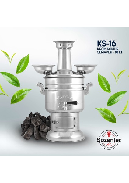 Krom Semaver ( Özel Kutulu) Odun-Kömür Semaveri 10LT.