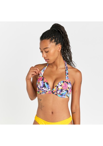 Olaian Kadın Push Up Bikini Üstü - Pembe - Desenli - ELENA