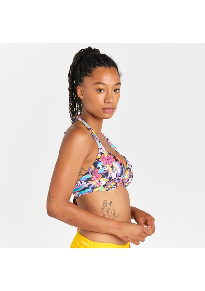 Olaian Kadın Push Up Bikini Üstü - Pembe - Desenli - ELENA