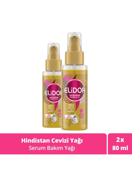 Doğanın Enerjisi Serum Saç Bakım Yağı Hindistan Cevizi Yağı Onarıcı ve Yıpranma Karşıtı 80 ml x2 Adet