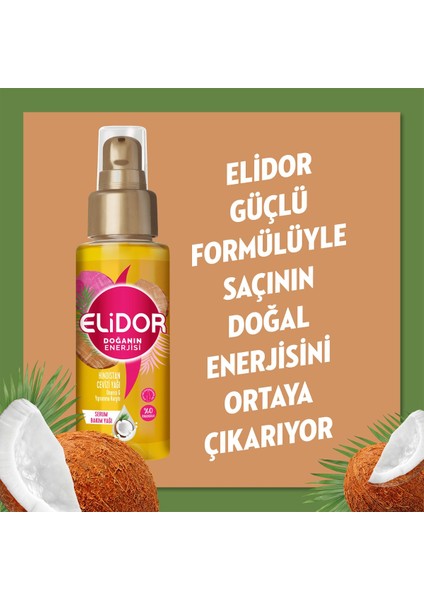 Doğanın Enerjisi Serum Saç Bakım Yağı Hindistan Cevizi Yağı Onarıcı ve Yıpranma Karşıtı 80 ml x2 Adet