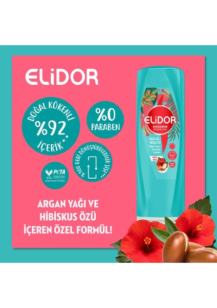 Doğanın Enerjisi Saç Bakım Kremi Argan Yağı ve Hibiskus Özü 350 ml x2 Adet