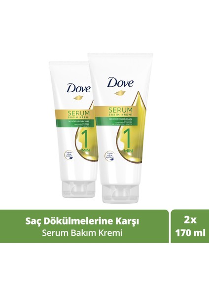 1 Minute Serum Saç Bakım Kremi Saç Dökülmelerine Karşı 170 ml X2 Adet